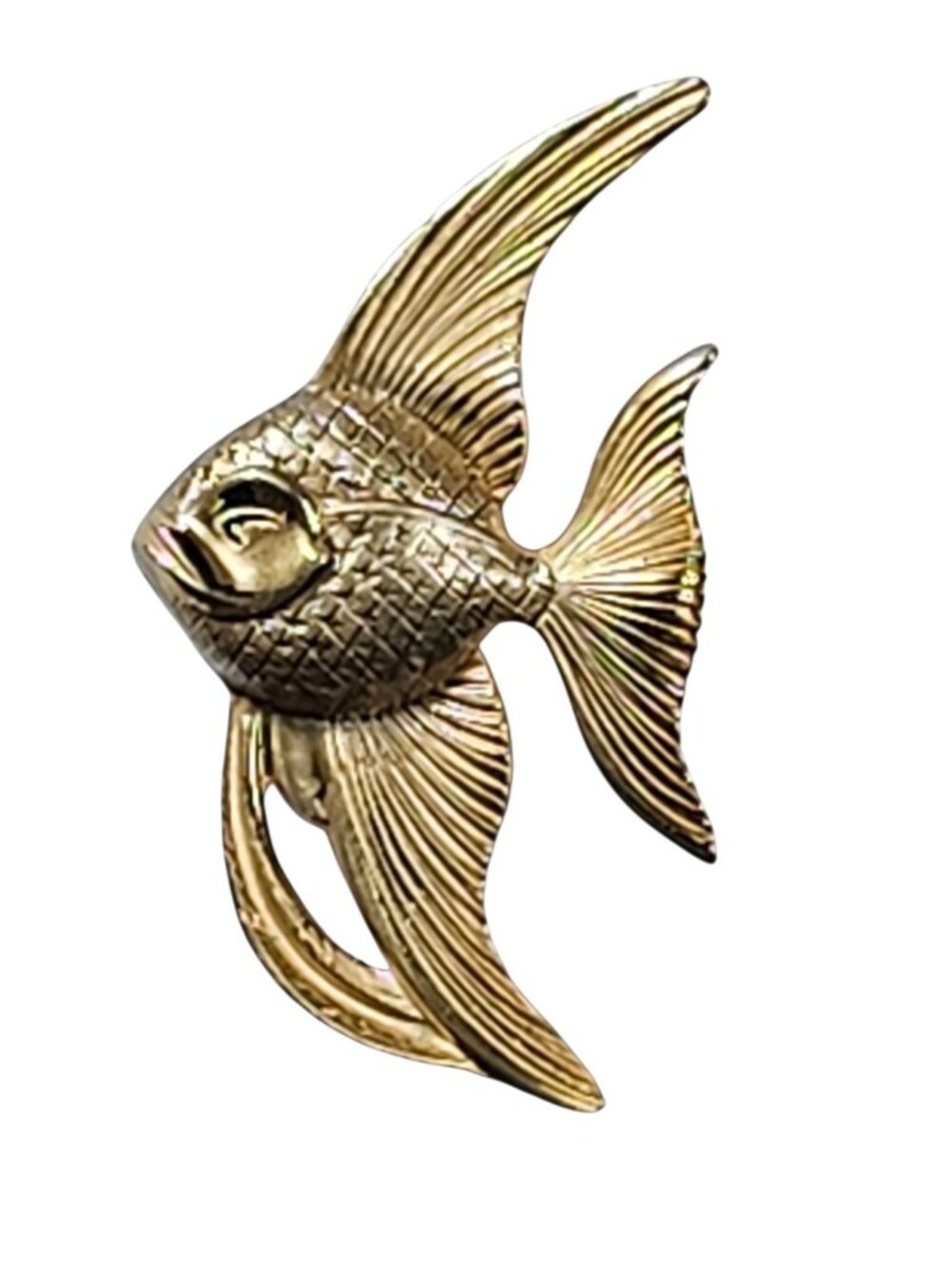GIOVANNI VINTAGE ESTATE GOLD PLATED TROPICAL ANGEL FISH BROOCH PIN